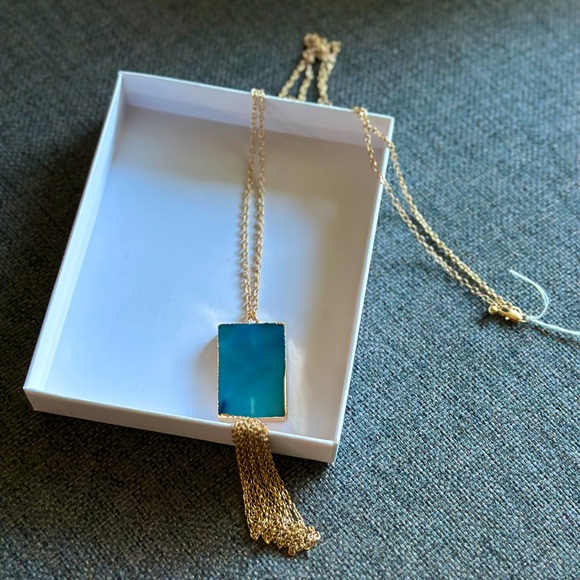 Blue and Gold Pendant Necklace - Picture 1 of 8